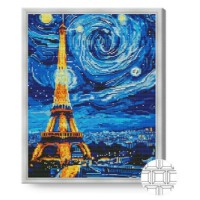 Pictura cu diamante după numere Art Gallery Premium Eiffel Tower On A Starry Night 40x50cm (QB206523)