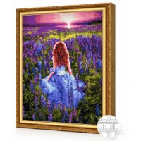Mozaic cu diamante Art Gallery Premium Girl in a Field of Flowers 40x50cm (QB204666)