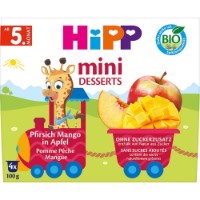 Piure pentru copii HiPP Mini Desserts Apple/Peach/Mango 4x100g