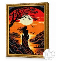 Mozaic cu diamante Art Gallery Premium Girl in Crimson Sunset Rays 40x50cm (QB206585)