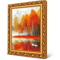 Mozaic cu diamante Art Gallery Premium Golden Trees on a Misty Lake 40x50cm (GA90595)