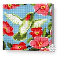 Mozaic cu diamante Art Gallery Premium Hummingbird Among Flowers 20x20cm (BJ504)
