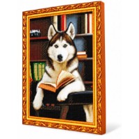 Mozaic cu diamante Art Gallery Premium Husky and Book 40x50cm (GA85020)