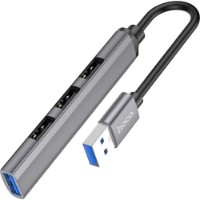 Разветвитель Hoco HB26 4in1 USB Metal Gray фото №2 — интернет-магазин Desire.md