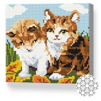 Mozaic cu diamante Art Gallery Premium Kittens and Yellow Leaves 20x20cm (BJ801)