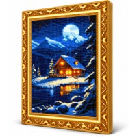 Mozaic cu diamante Art Gallery Premium Light of a House in the Mountains 40x50cm (GA89054)
