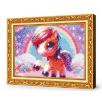Mozaic cu diamante Art Gallery Premium Little Horse with a Rainbow Mane 20x30cm (JS19526)