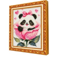 Mozaic cu diamante Art Gallery Premium Little Panda in a Flower 20x30cm (JS18014)
