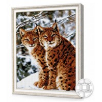 Mozaic cu diamante Art Gallery Premium Lynxes in a Winter Forest 40x50cm (QB204891)