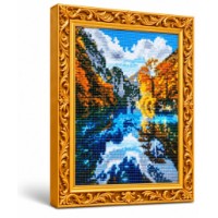 Mozaic cu diamante Art Gallery Premium Mountain Lake in Autumn 30x40cm (GB90590)