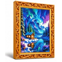 Mozaic cu diamante Art Gallery Premium Northern Lights in the Mountains 30x40cm (GB91021)
