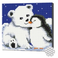 Алмазная мозаика Art Gallery Premium Polar Bear Cub with Penguin 20x20cm (BJ557)