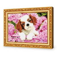 Алмазная мозаика Art Gallery Premium Puppy Among Hydrangeas 20x30cm (JS20598)