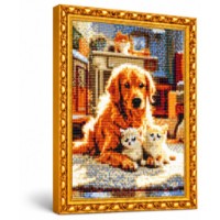 Алмазная мозаика Art Gallery Premium Retriever and Kittens 30x40cm (GB89790)