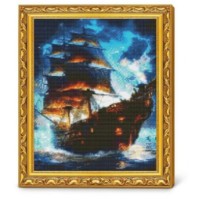 Алмазная мозаика Art Gallery Premium Ship in Blue Clouds 40x50cm (GA89705)