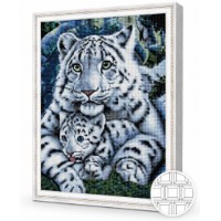 Mozaic cu diamante Art Gallery Premium Snow Leopard with Cub 40x50cm (QB200411)