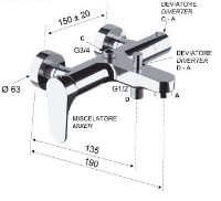 Смеситель для ванны Remer Class Line L3434 фото №2 — интернет-магазин Desire.md