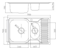 Кухонная мойка Fabiano 78x50x15 0.8 EPL Left фото №2 — интернет-магазин Desire.md
