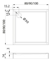 Душевой поддон New Trendy B-0107 Columbus 90x90x14 (00641) фото №2 — интернет-магазин Desire.md