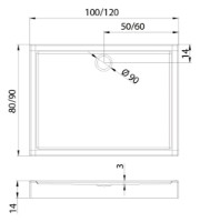 Cadița de duș New Trendy Columbus B-0333 120x80x14 (01537) imaginea #2 — magazin online Desire.md