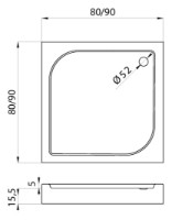 Душевой поддон New Trendy Domio B-0348 90x90x16 (10834) фото №2 — интернет-магазин Desire.md