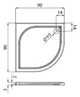 Душевой поддон New Trendy Savos R55 B-0351 90x90x3  (04315) фото №2 — интернет-магазин Desire.md