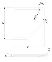 Душевой поддон New Trendy Azura B-0365 90x90x6 (04304) фото №2 — интернет-магазин Desire.md