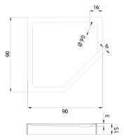 Душевой поддон New Trendy Azura B-0366 90x90x15 (04414) фото №2 — интернет-магазин Desire.md