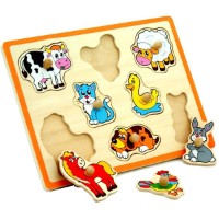 Развивающий набор Viga Flat Puzzle-Farm Animals (50017) фото №3 — интернет-магазин Desire.md