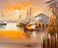 Pictură Oil Paintings Boat Station (SEA15000977)