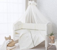 Lenjerie de pat pentru copii Perina Le Petit Bebe Milky Olive