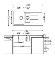Chiuvetă de bucătărie Fabiano Classic 78x50x15 Grey Metallic imaginea #2 — magazin online Desire.md