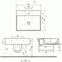 Умывальник Kolo Quatro (K61460-900) фото №3 — интернет-магазин Desire.md