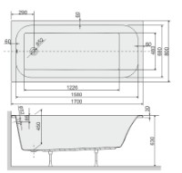 Cadă de baie Sanplast WP/Free 80x170+STW (610-040-0260-01) imaginea #3 — magazin online Desire.md