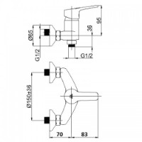 Baterie de duș Rubineta UNO-12 BK (N20061) imaginea #2 — magazin online Desire.md