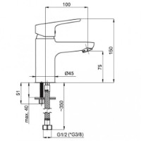 Смеситель для умывальника Rubineta Uno-18 BK (N80061) фото №2 — интернет-магазин Desire.md