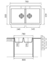 Кухонная мойка Montebella 780x500/18 Puma фото №3 — интернет-магазин Desire.md