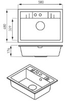 Chiuvetă de bucătărie Ferro DRGM1/48/58SA 580x480mm Sand (11219)  imaginea #3 — magazin online Desire.md