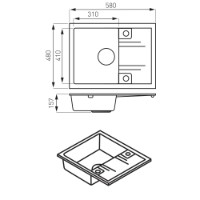 Chiuvetă de bucătărie Ferro DRGM48/58SA 580x480mm Sand (11054) imaginea #2 — magazin online Desire.md