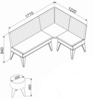 Кухонный уголок Ambianta Pandora + 2 Chair Nut