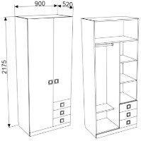 Детский шкаф Ambianta Amigo 2D 0.9m Gray фото №2 — интернет-магазин Desire.md