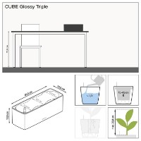 Ghiveci Lechuza Cube Glossy Triple White imaginea #3 — magazin online Desire.md