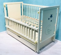 Кроватка Кузя Ведмедик Белый на маятнике с ящиком фото №2 — интернет-магазин Desire.md