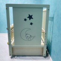 Кроватка Кузя Ведмедик Белый на маятнике с ящиком фото №3 — интернет-магазин Desire.md