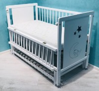 Кроватка Кузя Ведмедик Белый на маятнике фото №2 — интернет-магазин Desire.md