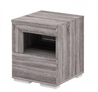 Прикроватная тумба Неман Кристалл MH-131-02 Дуб Сонома Трюфель/Шампанье Металлик