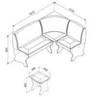 Кухонный уголок Ambianta Saxonia + 2 Chair Белый фото №2 — интернет-магазин Desire.md