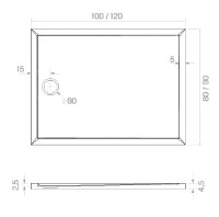 Душевой поддон New Trendy Cantare B-0429 120x80x4.5 (15609) фото №2 — интернет-магазин Desire.md