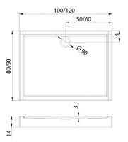 Душевой поддон New Trendy Columbus B-0332 100x90x14 (13928) фото №2 — интернет-магазин Desire.md