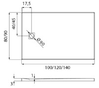 Душевой поддон New Trendy Mori Gray B-0397 100x90x3 (15759) фото №2 — интернет-магазин Desire.md